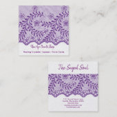 new age occult Shop Amethyst Floral Lace Vierkante Visitekaartje (Voorkant / Achterkant)