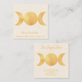 New age Occulte Shop Gouden Drievoudige manen Vierkante Visitekaartje (Voorkant / Achterkant)