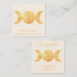New age Occulte Shop Gouden Drievoudige manen Vierkante Visitekaartje