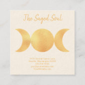 New age Occulte Shop Gouden Drievoudige manen Vierkante Visitekaartje (Achterkant)