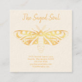 New age Occulte Shop Gouden Moth Vierkante Visitekaartje (Achterkant)