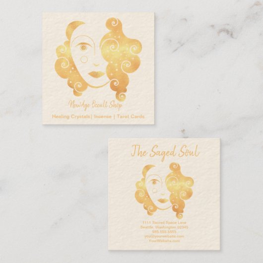 New age Occulte winkel Abstract gezicht Vierkante Visitekaartje (Voorkant / Achterkant)