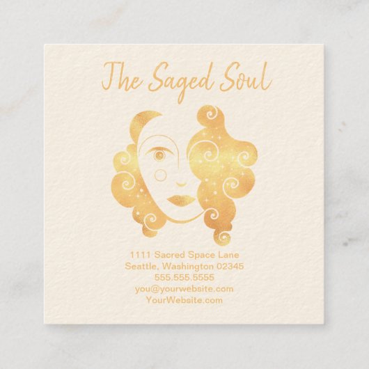 New age Occulte winkel Abstract gezicht Vierkante Visitekaartje (Achterkant)