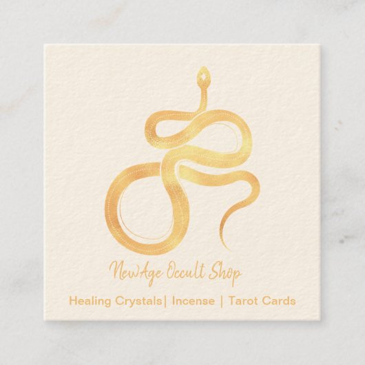 New age Occulte winkel gouden slang Vierkante Visitekaartje (Voorkant)