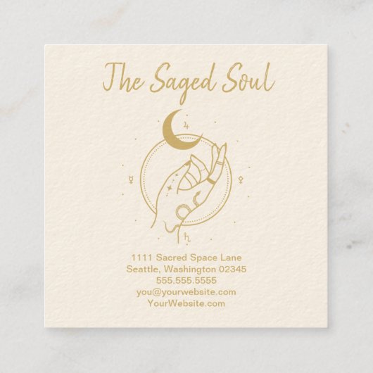 new age occulte winkel vierkante visitekaartje (Achterkant)
