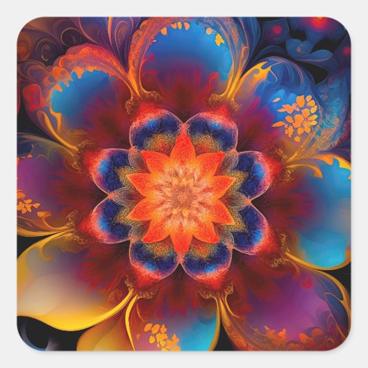 New age Rood en Blauw Vierkante Sticker (Voorkant)