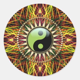 New age Spirit Yin Yang Sun Energy Ronde Sticker