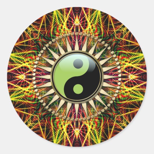 New age Spirit Yin Yang Sun Energy Ronde Sticker (Voorkant)