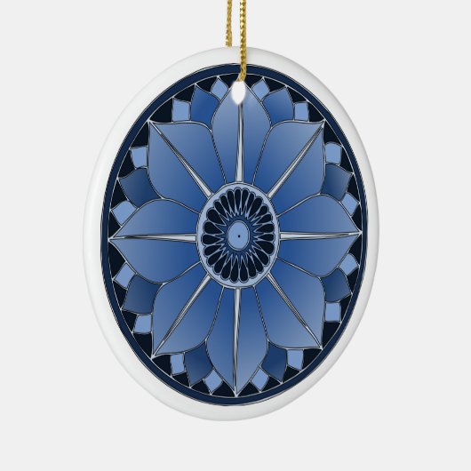 New age Spiritueelste Blue Floral Lotus Keramisch Ornament (Rechts)