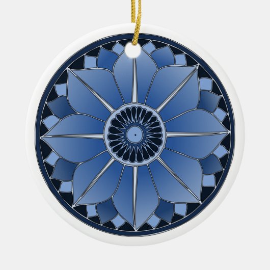 New age Spiritueelste Blue Floral Lotus Keramisch Ornament (Voorkant)