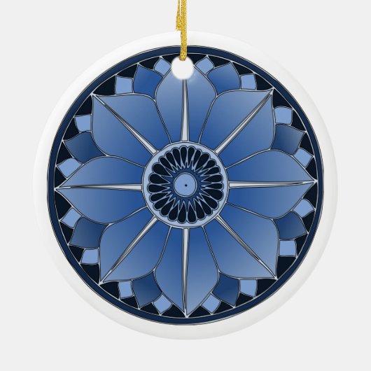 New age Spiritueelste Blue Floral Lotus Keramisch Ornament (Achterkant)
