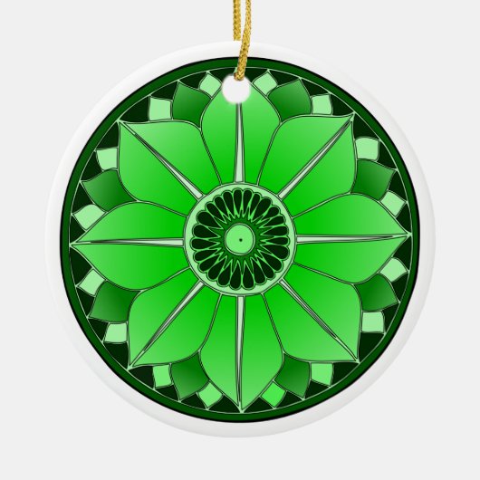 New age Spiritueelste Groene bloemen Lotus Keramisch Ornament (Voorkant)