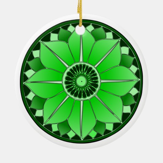 New age Spiritueelste Groene bloemen Lotus Keramisch Ornament (Achterkant)