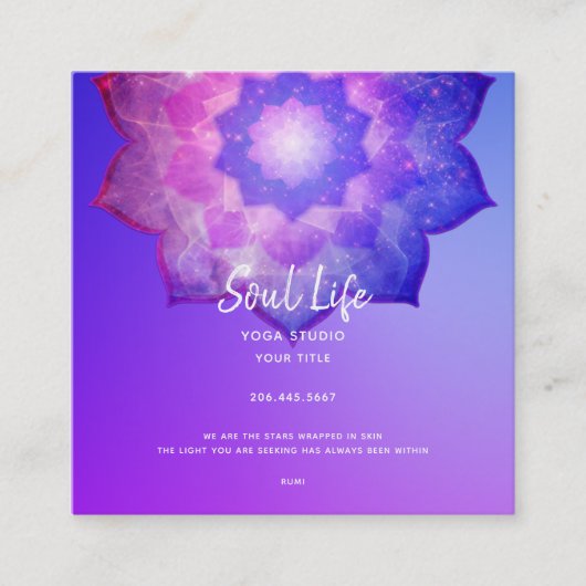 new age | Violet Lotus Meditation Mandala Vierkante Visitekaartje (Voorkant)