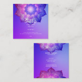 new age | Violet Lotus Meditation Mandala Vierkante Visitekaartje (Voorkant / Achterkant)