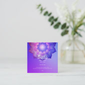 new age | Violet Lotus Meditation Mandala Vierkante Visitekaartje (Staand voorkant)