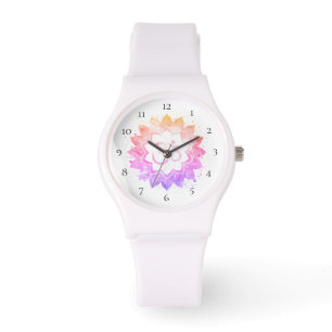 new age *~* Vrouwen Wit Om Lotus Bloem Mandala Horloge