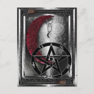 New age Wiccan Silver Crescent Moon Briefkaart