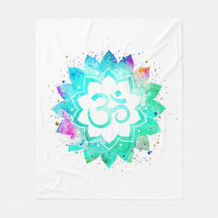 new age *~* Wit OM Symbool Lotus Flower Mandala Fleece Deken