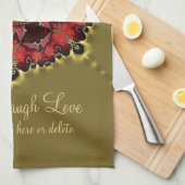 New age YinYang Red+Gold Mandala Theedoek (Quarter Fold)