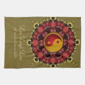 New age YinYang Red+Gold Mandala Theedoek (Horizontaal)