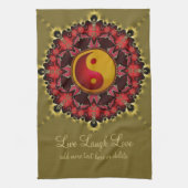 New age YinYang Red+Gold Mandala Theedoek (Verticaal)