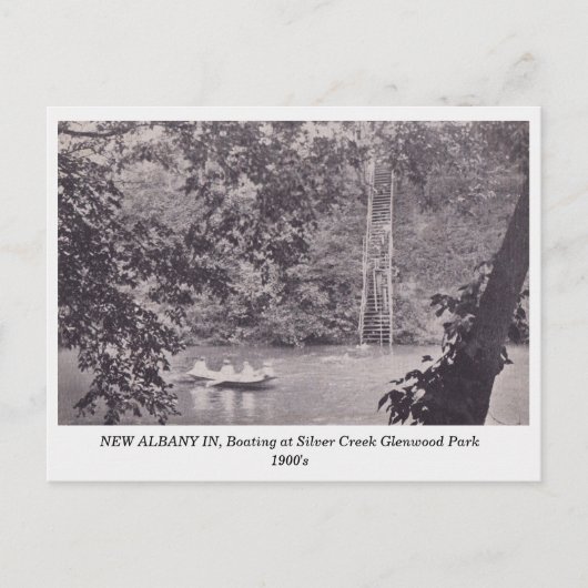 New Albany in Glenwood Park Boating 1900 Briefkaart (Voorkant)