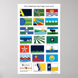 New American City Flags, 2012-2017 (8,5 x 14 inch) Poster