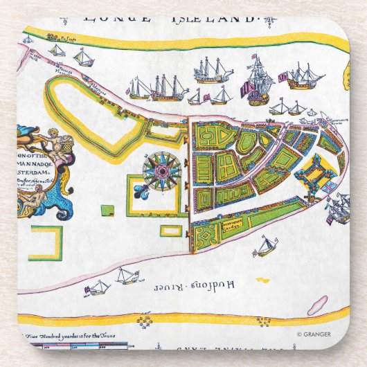 New Amsterdam Map, 1661 Bier Onderzetter (Voorkant)