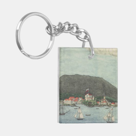 New Archangel, Russisch schilderij (Sitka) Sleutelhanger (Voorkant Links)