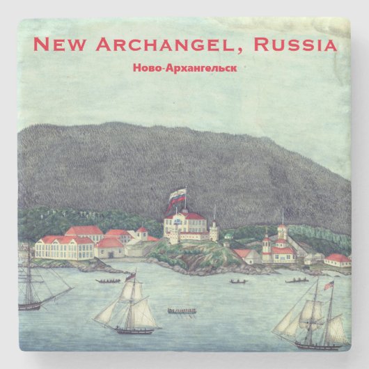 New Archangel, Russisch schilderij (Sitka) Stenen Onderzetter (Voorkant)