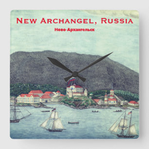 New Archangel, Russisch schilderij (Sitka) Vierkante Klok