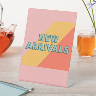 New Arrivals Sign for Retail Stores, Tabletop Sign Reclamebord Met Voetstuk
