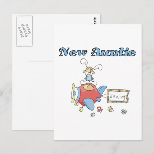 New Auntie - Airplane Tshirts en geschenken Briefkaart (Voorkant / Achterkant)