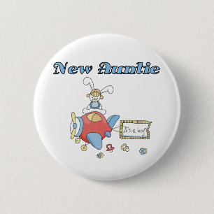 New Auntie - Airplane Tshirts en geschenken Ronde Button 5,7 Cm