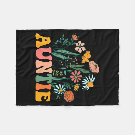 New Auntie Wildflower First Birthday &amp; Baby Sh Fleece Deken (Voorkant (Horizontaal))