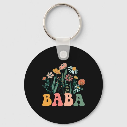 New Baba Wildflower First Birthday & Baby Show Sleutelhanger (Voorkant)
