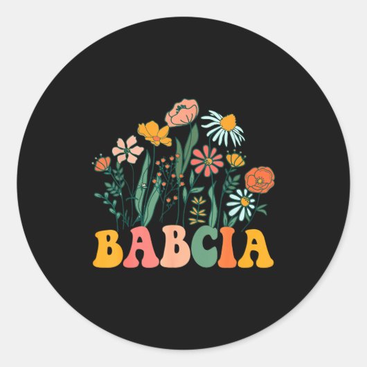 New Babcia Wildflower First Birthday & Baby Sh Ronde Sticker (Voorkant)