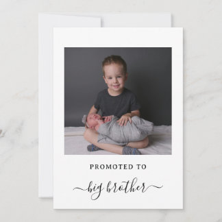 New Baby Big Brother Announcement Card with Photo Kaart