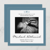 New Baby Birth Announcement Boy Blue Aankondiging (Voorkant / Achterkant)