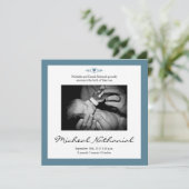 New Baby Birth Announcement Boy Blue Aankondiging (Staand voorkant)