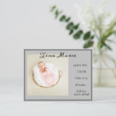 New Baby Birth Announcement Gray Foto Briefkaart (Staand voorkant)