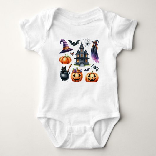 new baby born, custom baby name, Halloween  Romper (Voorkant)