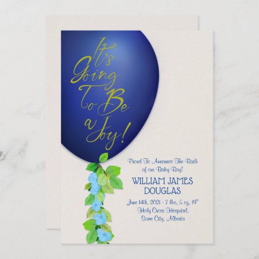 New Baby Boy Announcement Card Aankondiging (Voorkant / Achterkant)
