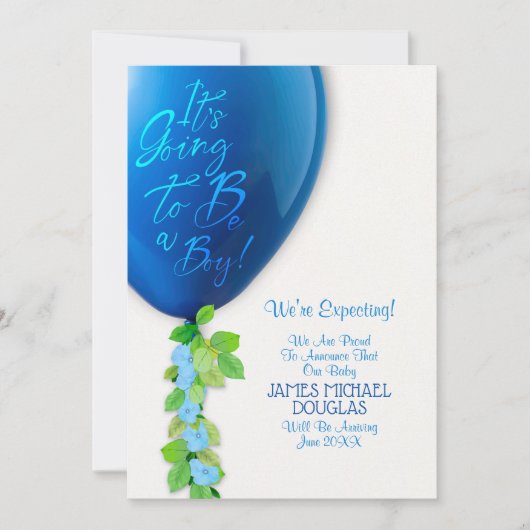 New Baby Boy Announcement Card Aankondiging (Voorkant)