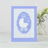 New Baby Boy Announcement Kaart - aanpasbaar (Staand voorkant)