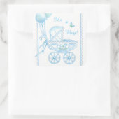 New Baby Boy Blue Buggy en ballonnen Vierkante Sticker (Tas)