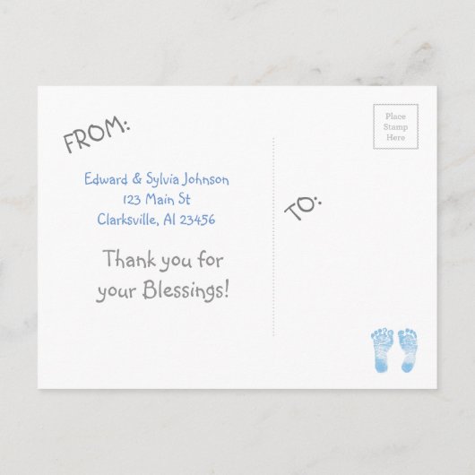 New Baby Boy Newborn Foto geboorteaankondigingen Aankondigingskaart (Achterkant)