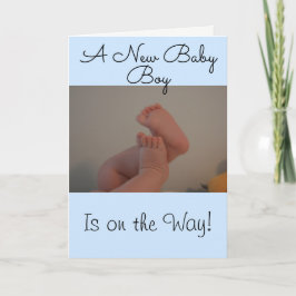 New Baby Boy on Way Baby Feet PHOTO Kaart