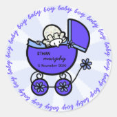 New Baby Boy Sjabloon Ronde Sticker (Voorkant)